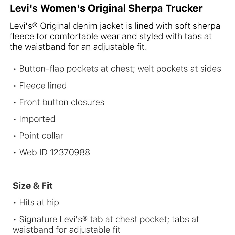 NEW! Levi’s Women’s Original Sherpa Trucker Jacket in Beacon of Light - Picture 6 of 10